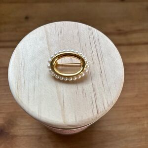 Vintage Faux Pearl Brooch Pin, Gold-Tone, Trending, Scarves, Handbags, Hats